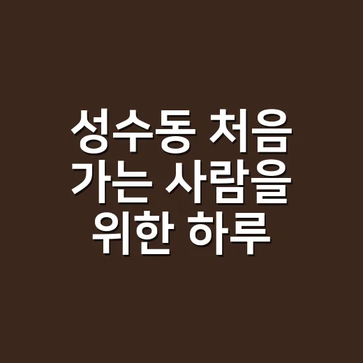 성수동 처음 가는 사람을 위한 하루 코스 짜는 방법 - 요약