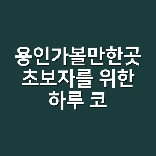 용인가볼만한곳 초보자를 위한 하루 코스 짜는 방법 - 요약