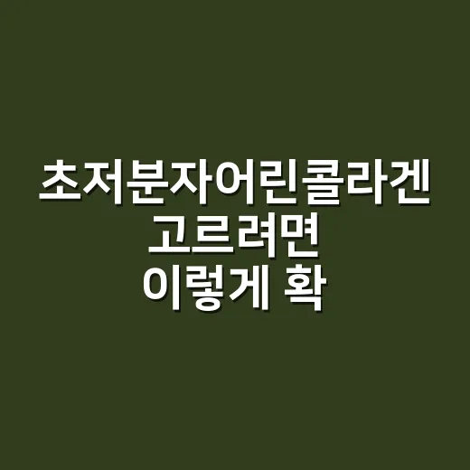 초저분자어린콜라겐 고르려면 이렇게 확인하세요 - 요약