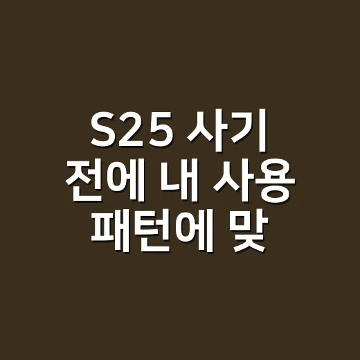 S25 사기 전에 내 사용 패턴에 맞춰 고르는 방법 - 요약