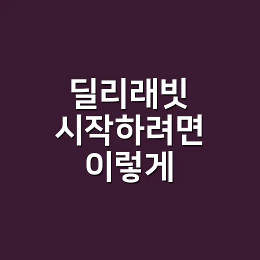 딜리래빗 시작하려면 이렇게 확인하는 방법 - 요약