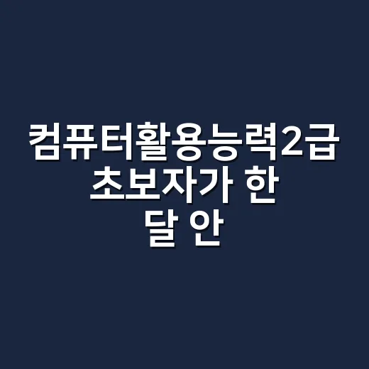 컴퓨터활용능력2급 초보자가 한 달 안에 준비하는 방법 - 요약