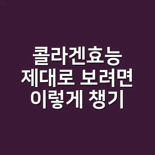 콜라겐효능 제대로 보려면 이렇게 챙기면 좋아요 - 요약