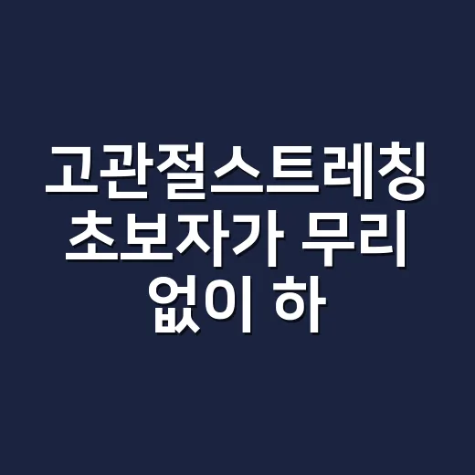 고관절스트레칭 초보자가 무리 없이 하는 방법 - 요약
