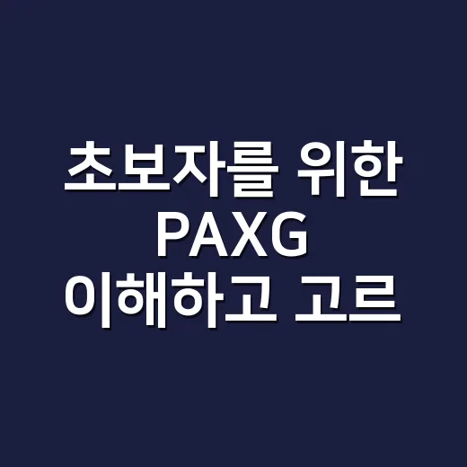 초보자를 위한 PAXG 이해하고 고르는 방법 - 요약
