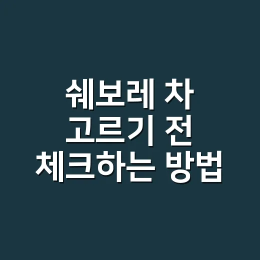 쉐보레 차 고르기 전 체크하는 방법 - 요약