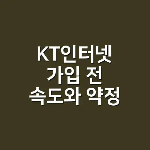 KT인터넷 가입 전 속도와 약정 손해 안 보는 방법 - 요약
