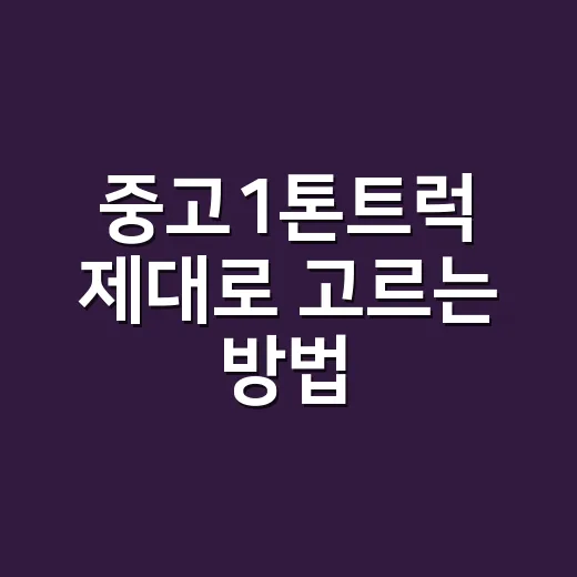중고1톤트럭 제대로 고르는 방법, 처음 사는 분도 이렇게 보면 됩니다 - 요약