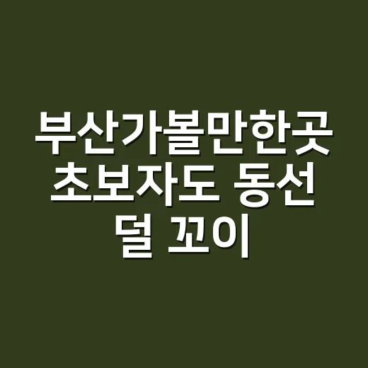 부산가볼만한곳 초보자도 동선 덜 꼬이게 고르는 방법 - 요약