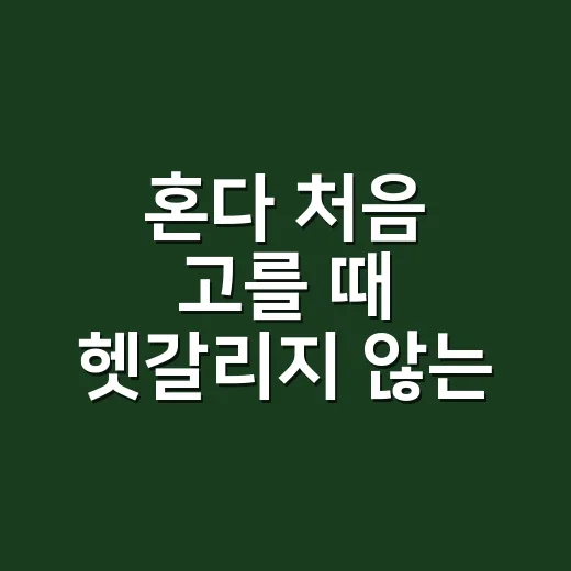 혼다 처음 고를 때 헷갈리지 않는 방법 - 요약