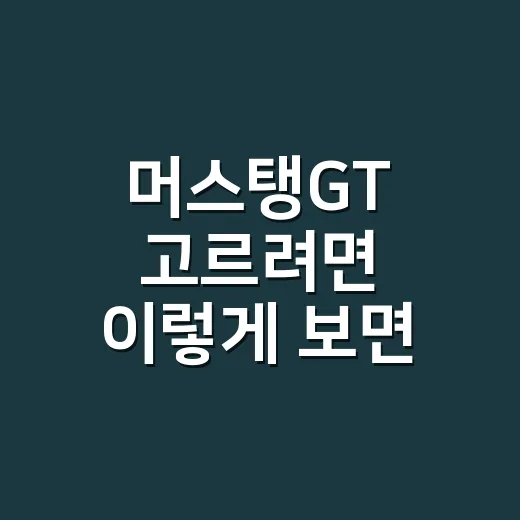 머스탱GT 고르려면 이렇게 보면 됩니다 - 요약