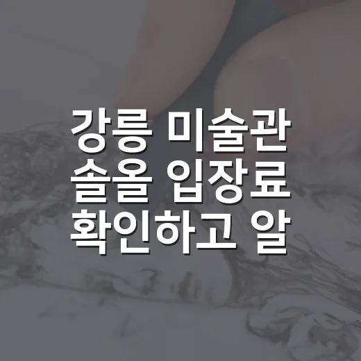 강릉 미술관 솔올 입장료 확인하고 알뜰하게 가는 방법 - 요약