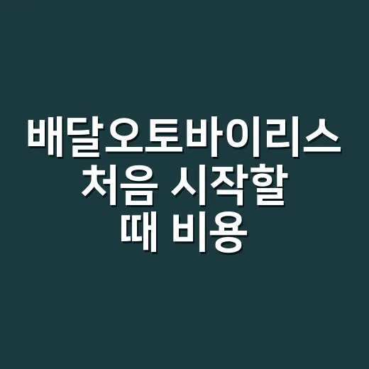 배달오토바이리스 처음 시작할 때 비용 줄이는 방법 - 요약