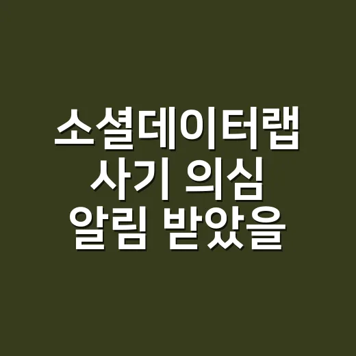소셜데이터랩 사기 의심 알림 받았을 때 확인하는 방법 - 요약