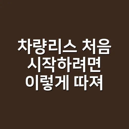 차량리스 처음 시작하려면 이렇게 따져보는 방법 - 요약