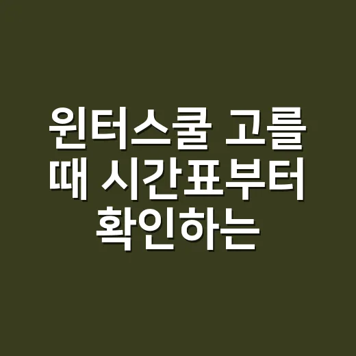 윈터스쿨 고를 때 시간표부터 확인하는 방법 - 요약