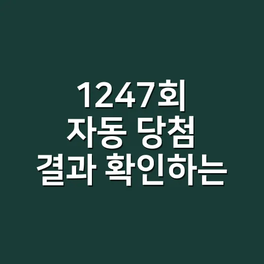 1247회 자동 당첨 결과 확인하는 방법 - 요약