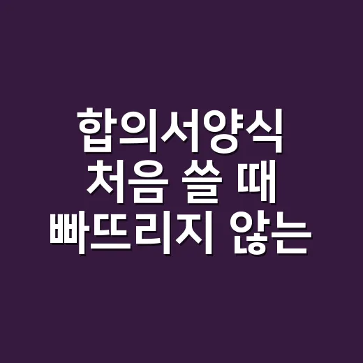 합의서양식 처음 쓸 때 빠뜨리지 않는 방법