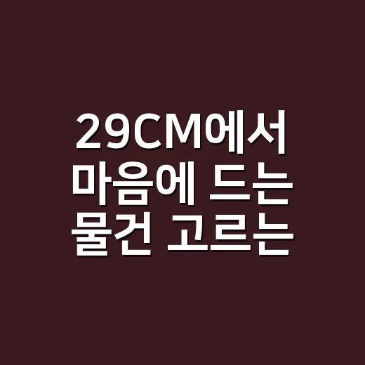 29CM에서 마음에 드는 물건 고르는 방법 - 요약