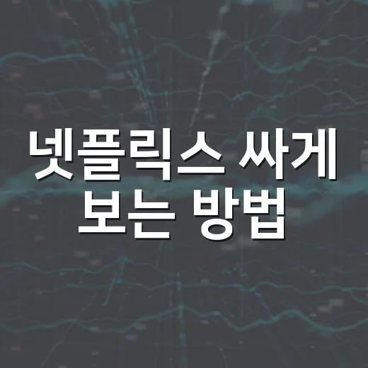 넷플릭스 싸게 보는 방법, 놓치지 마세요! - 요약