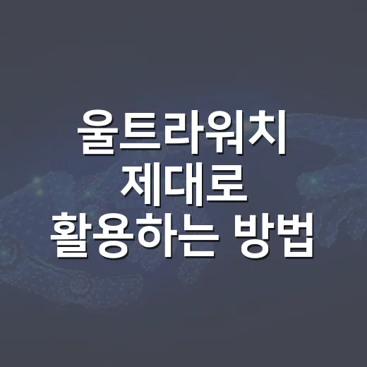 울트라워치 제대로 활용하는 방법 - 요약