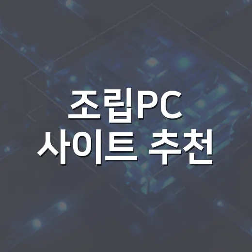 조립PC 사이트 추천: 초보자도 쉽게 고르는 방법 - 요약