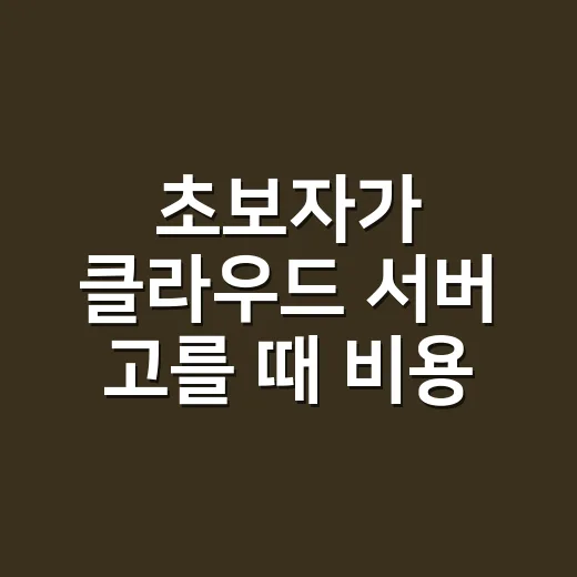 초보자가 클라우드 서버 고를 때 비용 줄이는 방법 - 요약