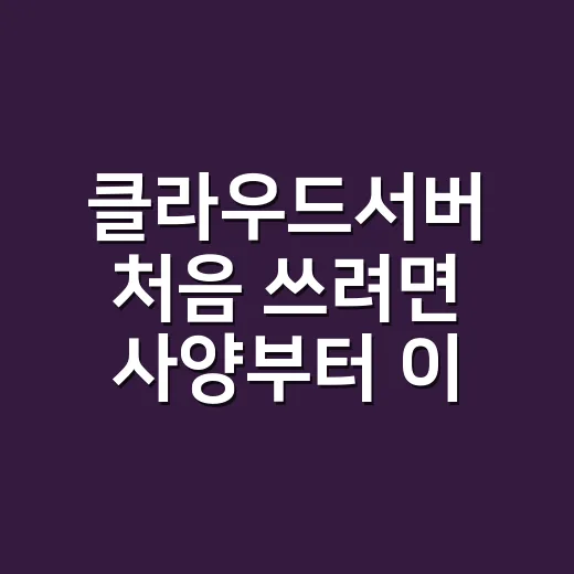 클라우드서버 처음 쓰려면 사양부터 이렇게 잡는 방법 - 요약