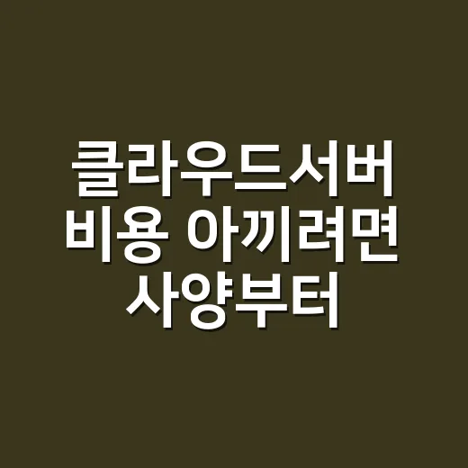 클라우드서버 비용 아끼려면 사양부터 이렇게 잡으세요 - 요약