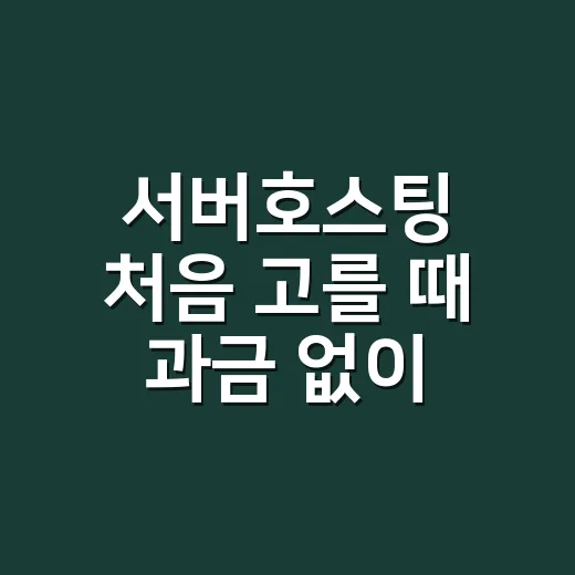 서버호스팅 처음 고를 때 과금 없이 맞추는 방법 - 요약