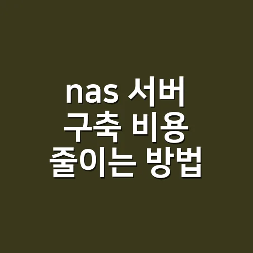 nas 서버 구축 비용 줄이는 방법 - 요약