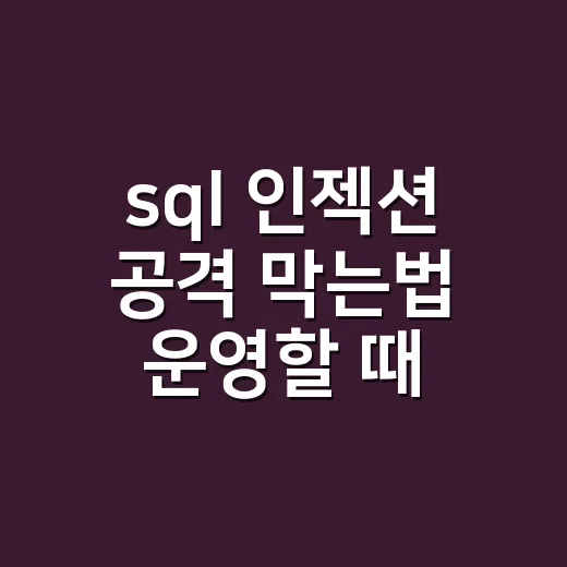 sql 인젝션 공격 막는법 운영할 때 확인하는 순서 - 요약