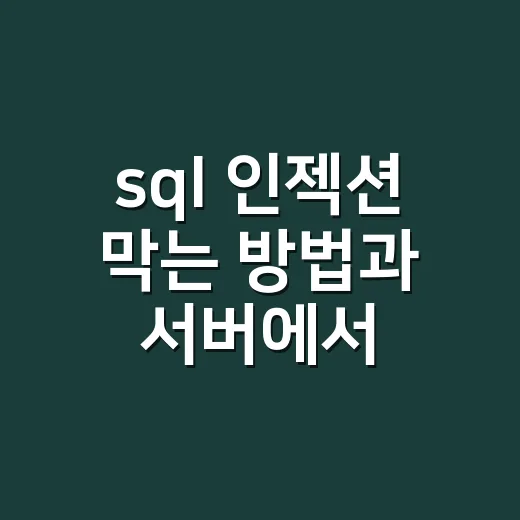 sql 인젝션 막는 방법과 서버에서 확인할 순서 - 요약