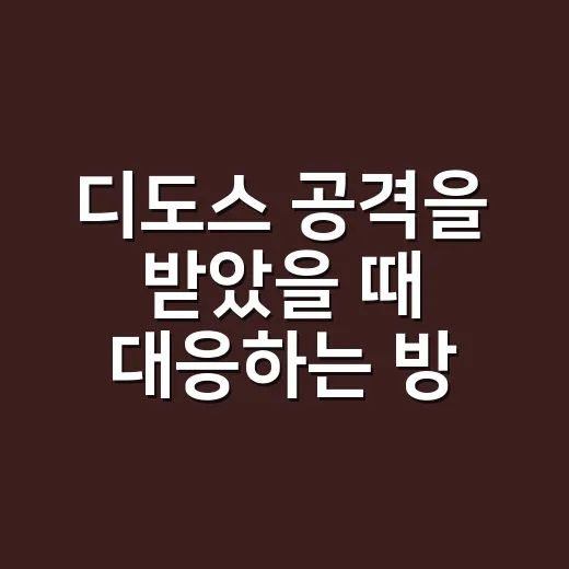 디도스 공격을 받았을 때 대응하는 방법 - 요약