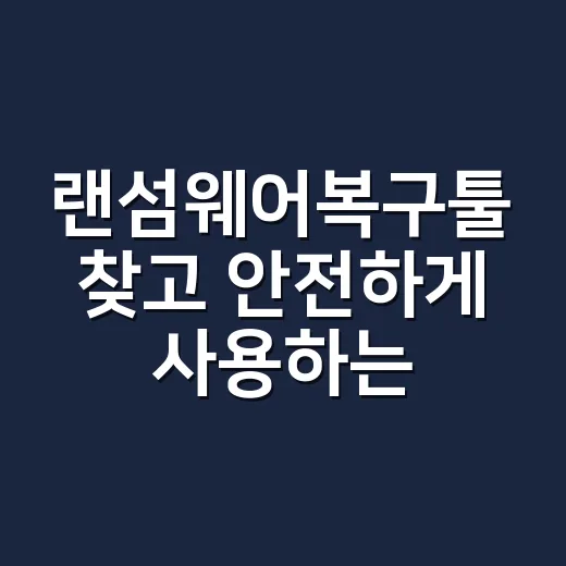 랜섬웨어복구툴 찾고 안전하게 사용하는 방법 - 요약