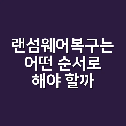 랜섬웨어복구는 어떤 순서로 해야 할까 - 요약