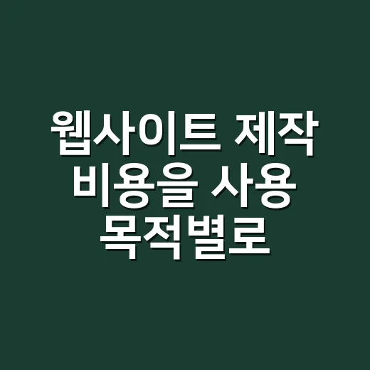웹사이트 제작 비용을 사용 목적별로 계산하는 방법 - 요약
