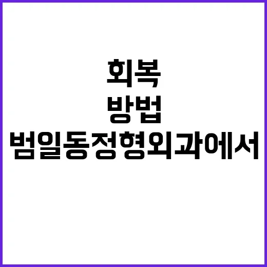 범일동 정형외과에서 빠르게 회복하는 방법 - 요약