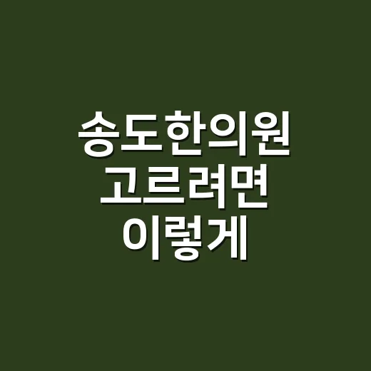 송도한의원 고르려면 이렇게 확인하면 편해요 - 요약