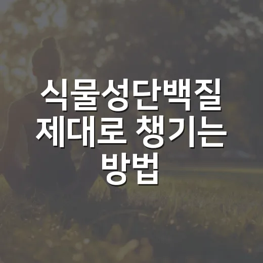 식물성단백질 제대로 챙기는 방법, 초보자는 이렇게 시작하면 편해요 - 요약