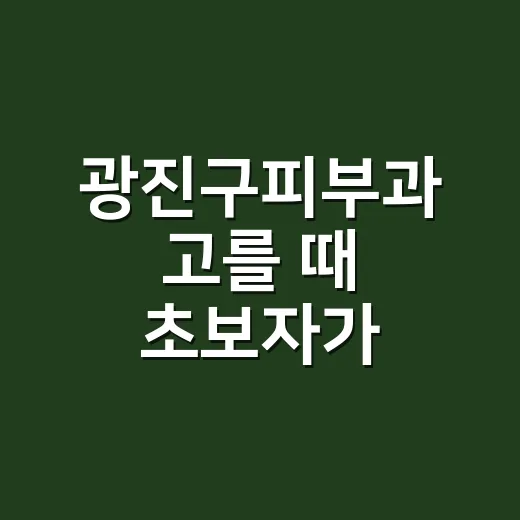 광진구피부과 고를 때 초보자가 놓치지 않는 방법 - 요약