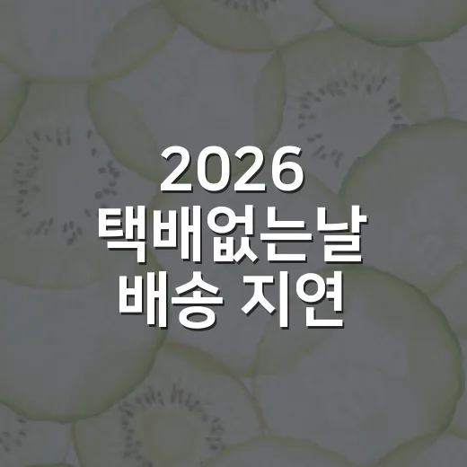 2026 택배없는날 배송 지연 피하는 방법 - 요약