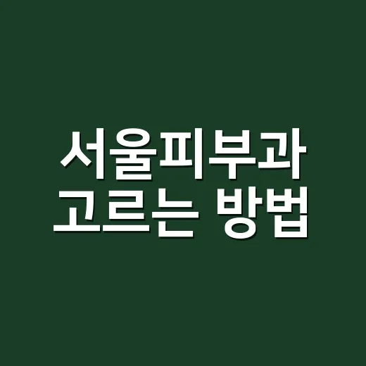 서울피부과 고르는 방법, 초진 전에 꼭 확인할 것들 - 요약