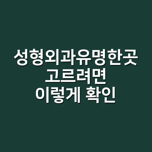 성형외과유명한곳 고르려면 이렇게 확인하세요 - 요약