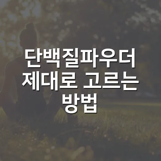 단백질파우더 제대로 고르는 방법, 초보자는 이렇게 시작하면 편해요 - 요약