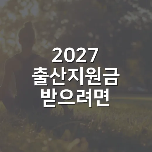2027 출산지원금 받으려면 이렇게 날짜와 금액부터 확인하세요 - 요약