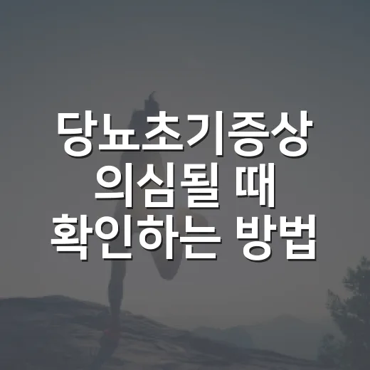 당뇨초기증상 의심될 때 확인하는 방법, 놓치기 쉬운 신호부터 검사까지 - 요약