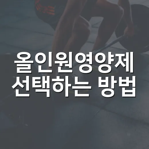 올인원영양제 선택하는 방법, 초보자를 위한 가이드 - 요약