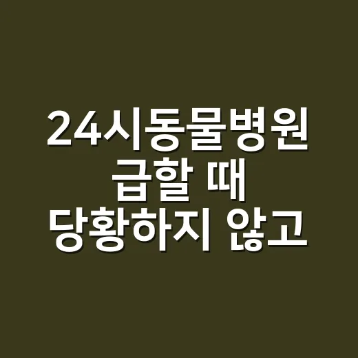 24시동물병원 급할 때 당황하지 않고 찾는 방법 - 요약