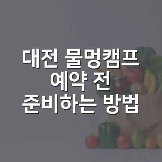 대전 물멍캠프 예약 전 준비하는 방법 - 요약